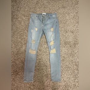 Legend London Mens Spray-On Jeans - Size 30W 30L - Acid Wash Ripped Jeans